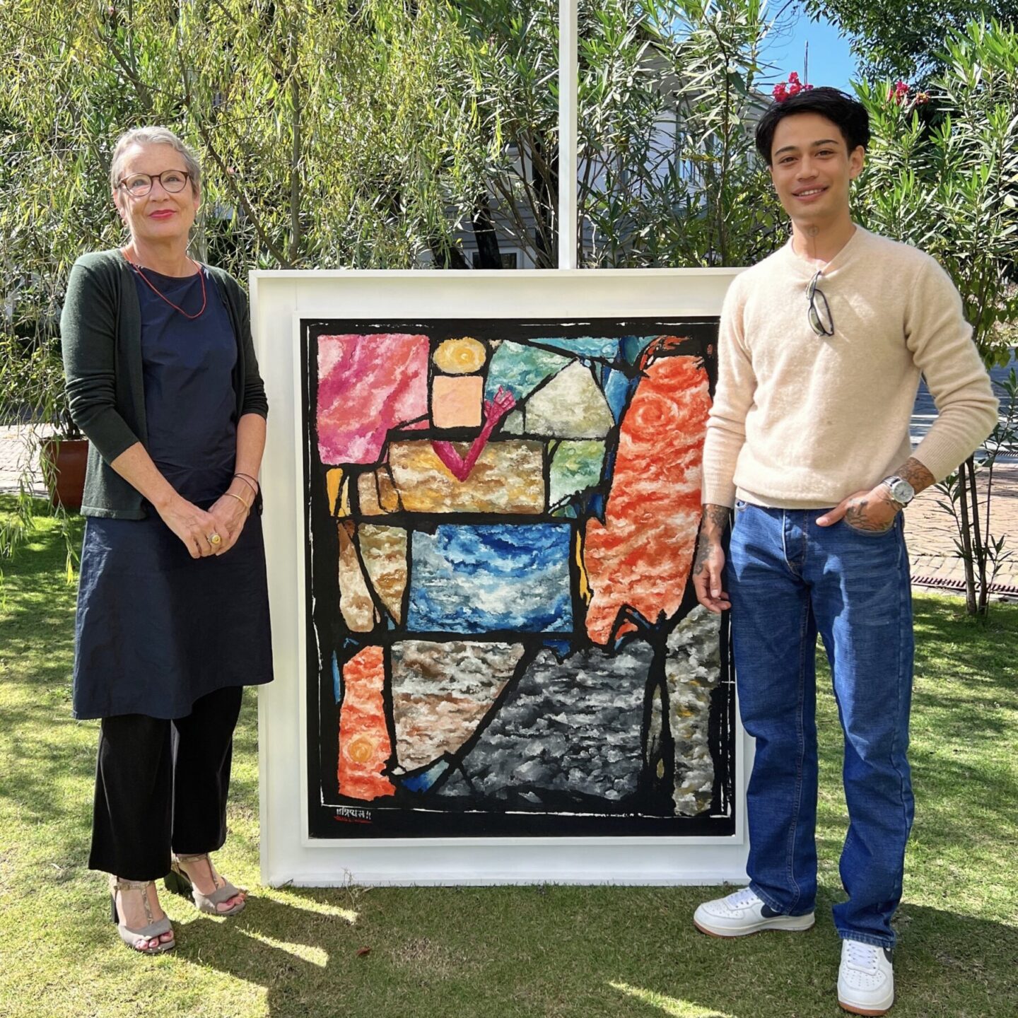 Elisabeth von Capeller, the former Swiss ambassador to Nepal, and artist Priyam Pradhan